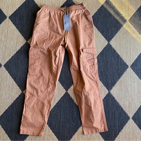 New Sans Souci $112 Clay Brown Elastic Waist Cargo Crop Small - Picture 3 of 14